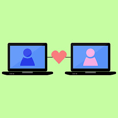 Image showing Flat style love online