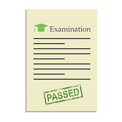 Image showing Examination paper with passed stamp 