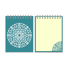 Image showing Blue cover notebook with round pattern