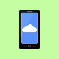 Image showing Flat style smart phone with cloud 