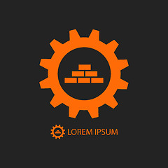 Image showing Orange construction logo wih gear wheel and bricks