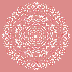 Image showing Round lacy white pattern on pink background