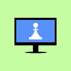 Image showing Flat style computer with chess piece