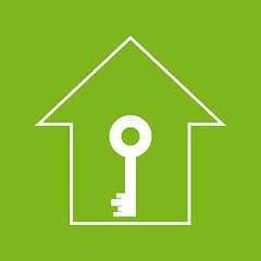 Image showing House with key. White on green