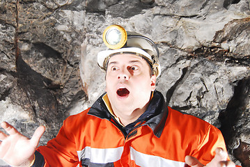 Image showing Surprised miner