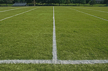 Image showing White boundary lines of football playing field