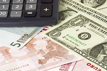 Image showing Forex - US and Euro currency pair with calculator

