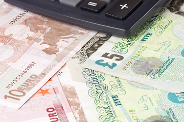 Image showing Forex - British and Euro currency pair with calculator

