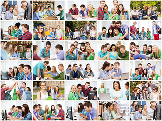 Image showing collage with many pictures of college students