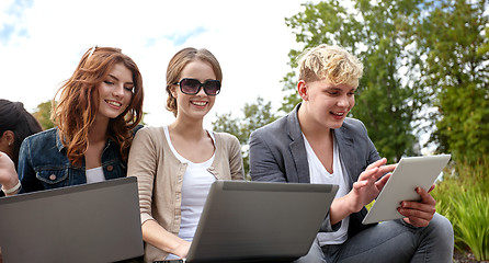 Image showing students or teenagers with laptop computers