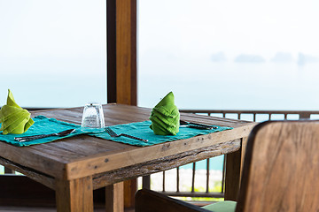 Image showing close up of table setting at restaurant in asia