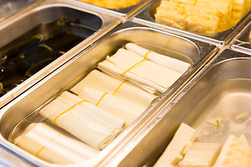 Image showing spring rolls and snacks at street market