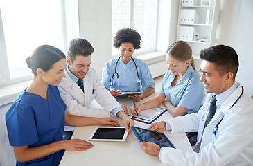 Image showing group of happy doctors meeting at hospital office