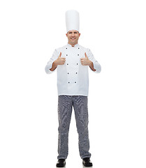Image showing happy male chef cook showing thumbs up