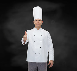 Image showing happy male chef cook showing thumbs up