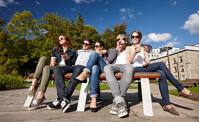 Image showing group of students or teenagers drinking coffee