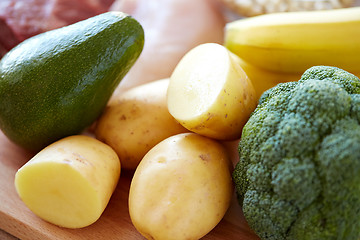 Image showing close up of potatoes, broccoli and avocado