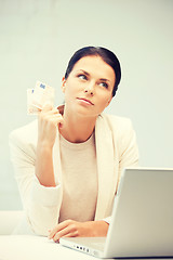 Image showing lovely woman with euro cash money