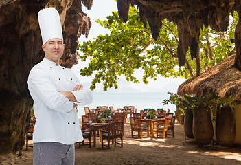 Image showing happy male chef cook with crossed hands