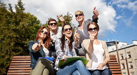 Image showing group of students or teenagers showing thumbs up