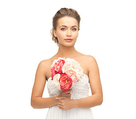 Image showing woman with bouquet of flowers