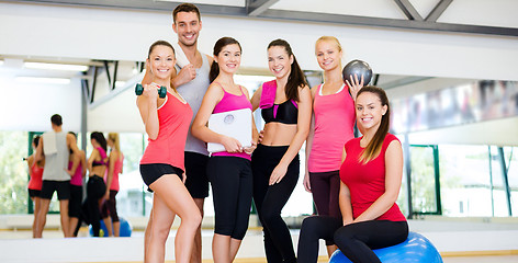 Image showing group of smiling people in the gym