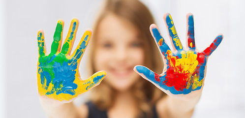 Image showing girl showing painted hands