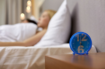 Image showing close up of alarm clock in bedroom