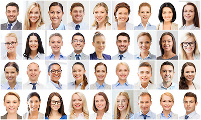 Image showing collage with many business people portraits