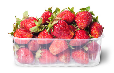 Image showing Freshly strawberries in a plastic tray