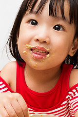 Image showing Chinese Girl Eating Durian