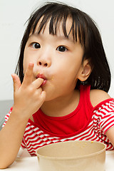 Image showing Chinese Girl Eating Durian