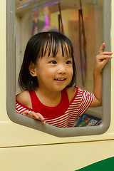 Image showing Little Asain Chinese Bus Driver