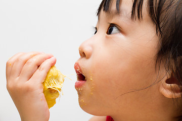 Image showing Chinese Girl Eating Durian