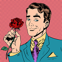 Image showing man flower Dating love meeting art pop retro vintage