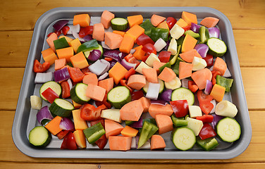 Image showing Chopped raw vegetables - suitable for roasting