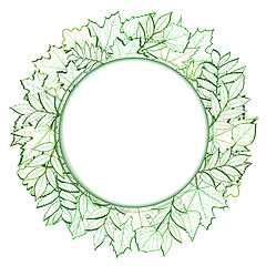Image showing Fresh green leaves vector border.