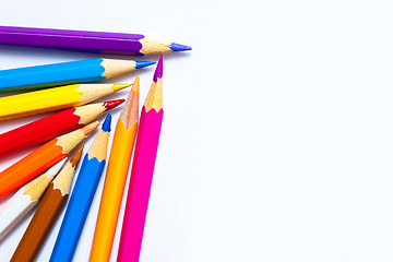 Image showing set of colored pencils on white background