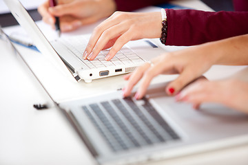 Image showing Hands of an student typing