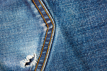 Image showing blue jeans pocket closeup