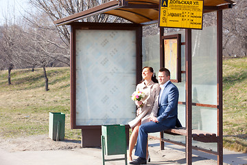 Image showing bride and groom joke