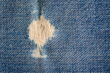 Image showing frayed blue jeans