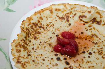 Image showing Pancake with strawberries