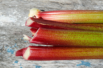 Image showing Rhubarb stalks close up