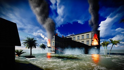 Image showing Tsunami devastating the city 