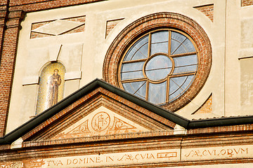 Image showing rose window  italy  lombardy     in  the parabiago old      tile