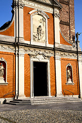 Image showing  church  in  the mozzate  old     brick tower sidewalk italy  lo