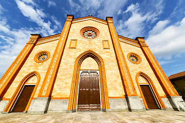 Image showing  church  in  the villa cortese     closed brick tower sidewalk i