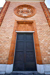 Image showing  church  in  the vergiate old   closed brick tower  