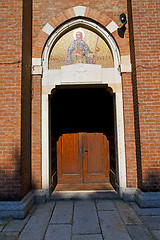 Image showing door   in italy  lombardy   column  the milano  saint